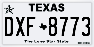 TX license plate DXF8773