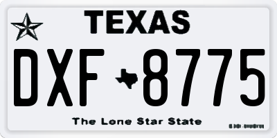 TX license plate DXF8775
