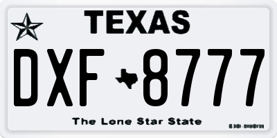 TX license plate DXF8777