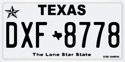 TX license plate DXF8778