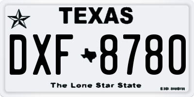 TX license plate DXF8780