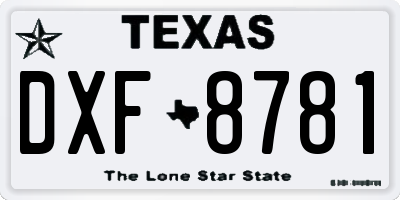 TX license plate DXF8781