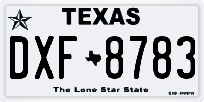 TX license plate DXF8783