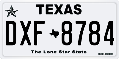 TX license plate DXF8784