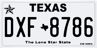 TX license plate DXF8786