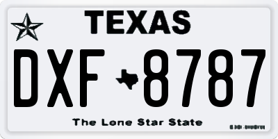 TX license plate DXF8787