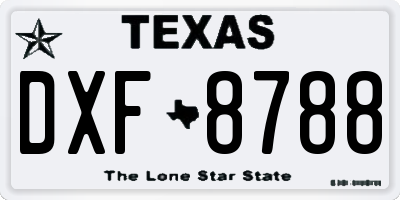TX license plate DXF8788