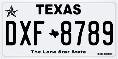 TX license plate DXF8789