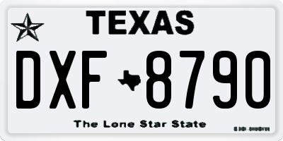 TX license plate DXF8790