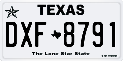 TX license plate DXF8791