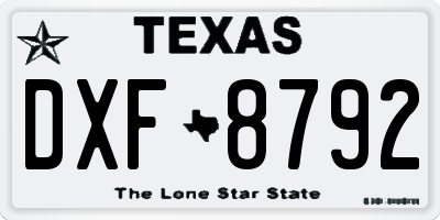 TX license plate DXF8792