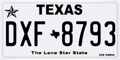TX license plate DXF8793