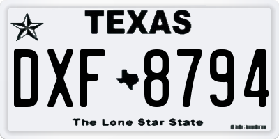 TX license plate DXF8794