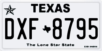 TX license plate DXF8795
