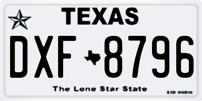 TX license plate DXF8796