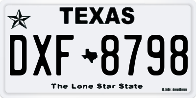 TX license plate DXF8798