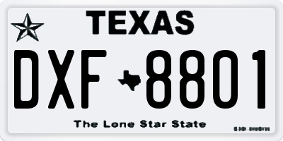 TX license plate DXF8801
