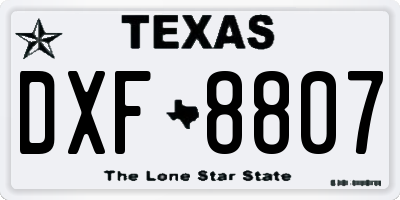 TX license plate DXF8807