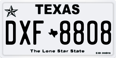 TX license plate DXF8808