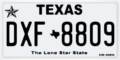 TX license plate DXF8809