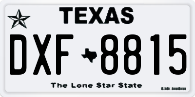 TX license plate DXF8815