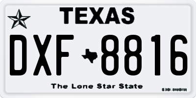TX license plate DXF8816