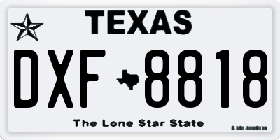 TX license plate DXF8818