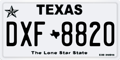 TX license plate DXF8820