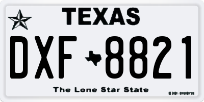 TX license plate DXF8821