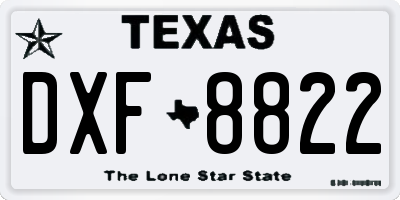 TX license plate DXF8822