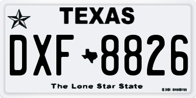 TX license plate DXF8826