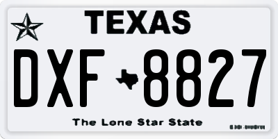 TX license plate DXF8827