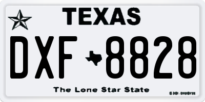 TX license plate DXF8828