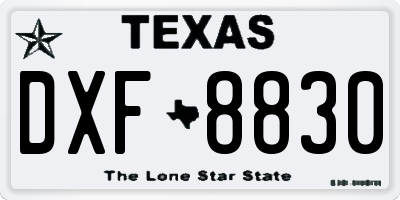 TX license plate DXF8830