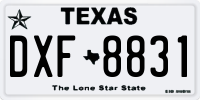 TX license plate DXF8831