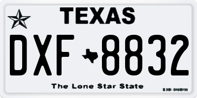 TX license plate DXF8832
