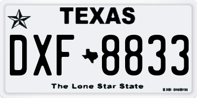 TX license plate DXF8833
