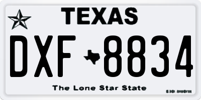 TX license plate DXF8834
