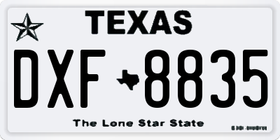 TX license plate DXF8835