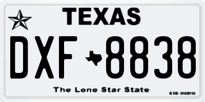 TX license plate DXF8838