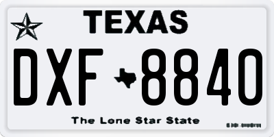 TX license plate DXF8840