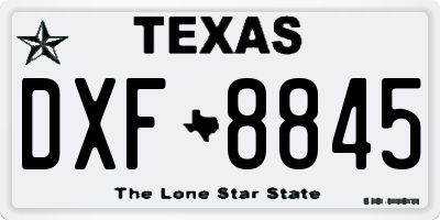 TX license plate DXF8845