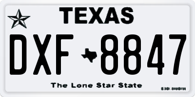 TX license plate DXF8847