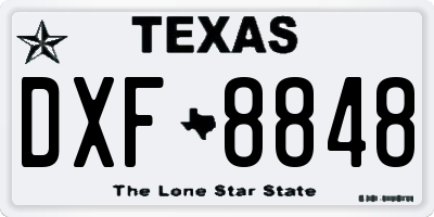 TX license plate DXF8848