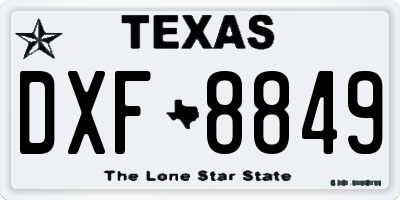 TX license plate DXF8849