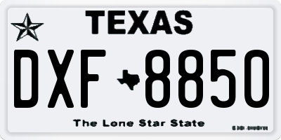 TX license plate DXF8850