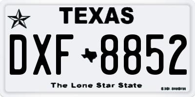 TX license plate DXF8852