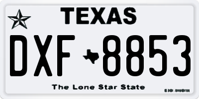 TX license plate DXF8853