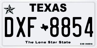 TX license plate DXF8854