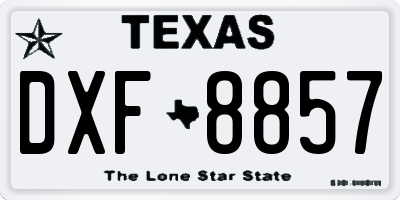 TX license plate DXF8857